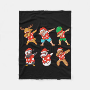 Dabbing Xmas Crew Santa Elf Deer Funny Christmas I Fleece Blanket
