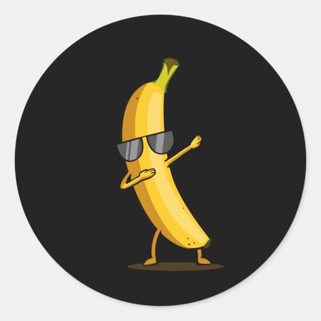 Dabbing Yellow Banana Dab Funny Dancing Fruit Classic Round Sticker (Front)