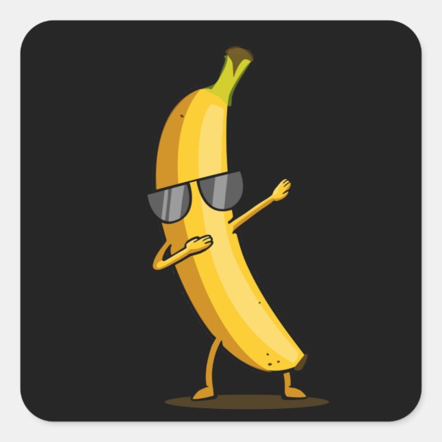 Dabbing Yellow Banana Dab Funny Dancing Fruit Square Sticker (Front)