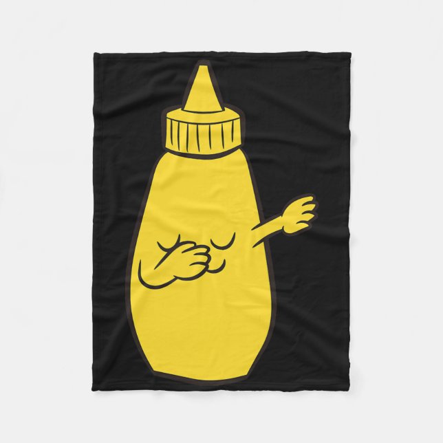Dabbing Yellow Mustard Squeeze Bottle Funny Dancin Fleece Blanket (Front)