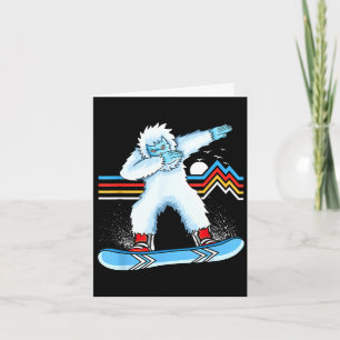 Dabbing yeti snowboarding vintage mountain card