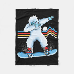 Dabbing Yeti Vintage Sunset Snowboarding Retro Sno Fleece Blanket