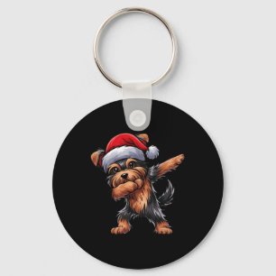 Dabbing Yorkshire Terrier Santa Hat Christmas Dab  Key Ring
