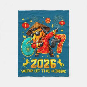 Dabbing Zodiac Horse Lunar New Year Chinese New Ye Fleece Blanket