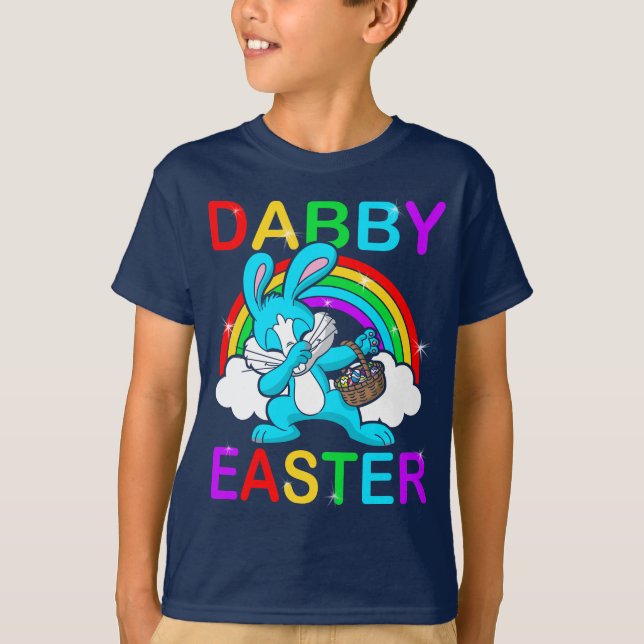 Dabby Easter Dabbing Bunny Egg Hunt Basket Stuffer T-Shirt (Front)