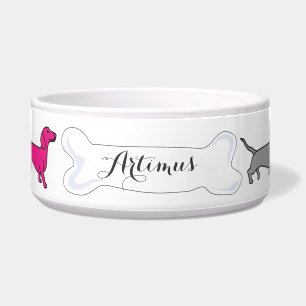 DACHSHOUND Customisable Name Dogfood Pet Bowl