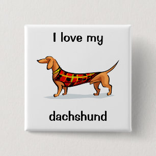 Dachshund 15 Cm Square Badge