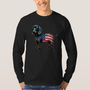 Dachshund 4th of July American Flag Dog  Men Women T-Shirt