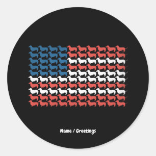 Dachshund 4th of July American Flag Patriotic  Classic Round Sticker