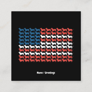 Dachshund 4th of July American Flag Patriotic  Square Business Card