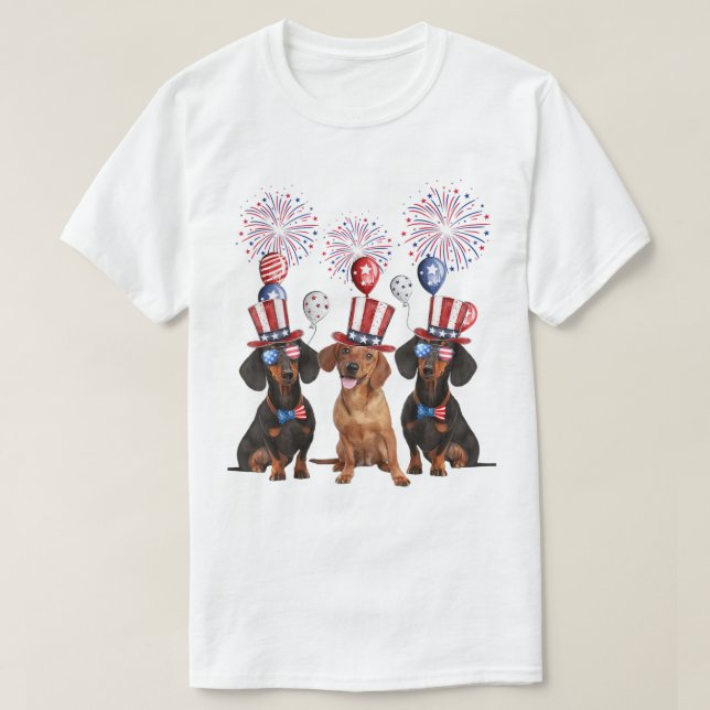 Dachshund 4th of July Dog Lover Men Women American T-Shirt (Design Front)