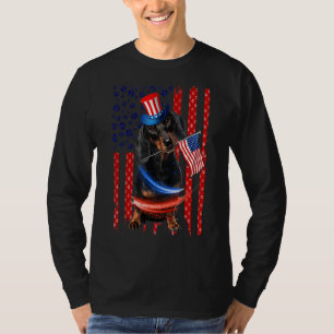Dachshund 4th Of July Dog  Men Women American Flag T-Shirt