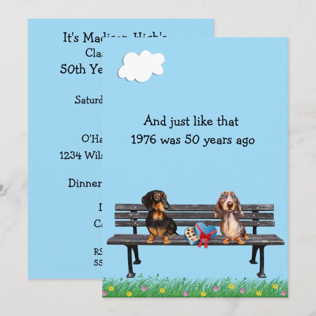 Dachshund 50th Year Reunion Invitation (Front/Back)