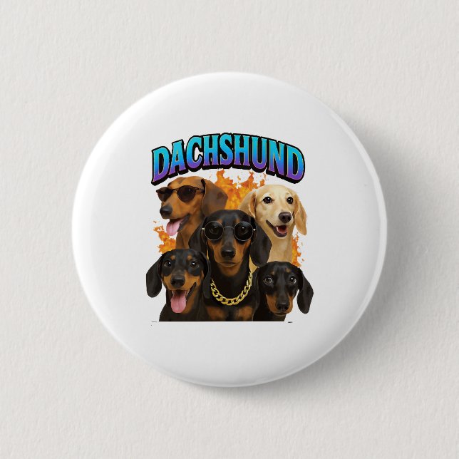 Dachshund  6 cm round badge (Front)