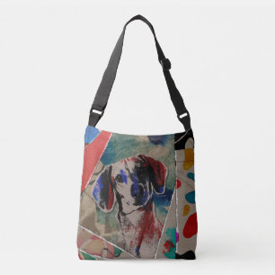Dachshund Abstract mixed media digital art collage Crossbody Bag