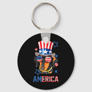 Dachshund America Dog Doxie 4th Of July Tee Key Ring