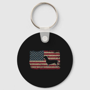 Dachshund America Flag Patriotic Weiner Dog Gift W Key Ring