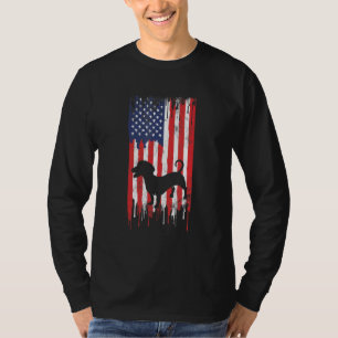 Dachshund American Usa Flag 4th Of July Patriotic T-Shirt