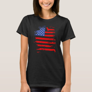 Dachshund And America Flag Patriotic Weiner Dog T-Shirt