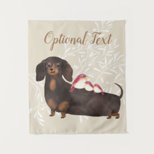 Dachshund and Birds Family Tapestry
