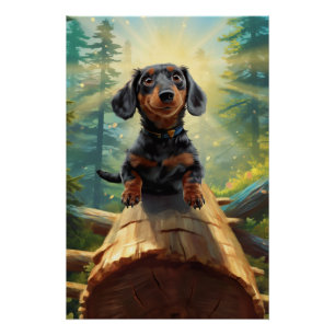 Dachshund And Butterfly Chase Adventure Poster