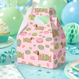 Dachshund and Doughnuts Gift Favour Box for Partie