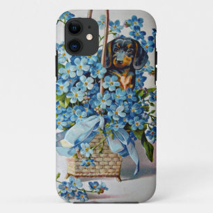 Dachshund and Forget-Me-Nots iPhone 11 Case