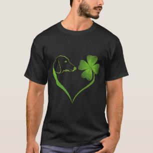Dachshund And Four Leaf Clover Heart Shape T-Shirt
