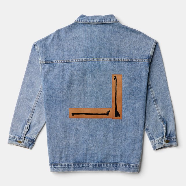 Dachshund And Giraffe Denim Jacket (Back)