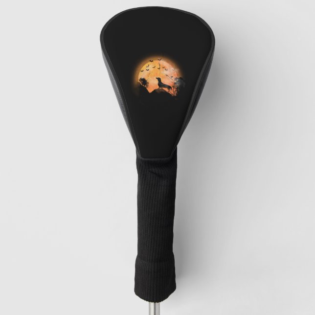 Dachshund And Moon Halloween Golf Head Cover (Front)