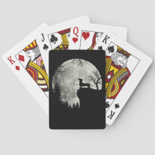Dachshund And Moon Halloween Playing Cards