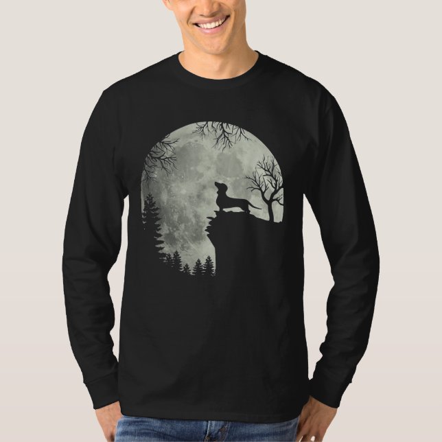 Dachshund And Moon Halloween T-Shirt (Front)