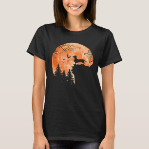 Dachshund And Moon Silhouette Dog Lover Halloween T-Shirt
