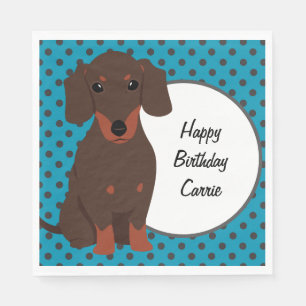 Dachshund and Polka Dots Personalised Napkin