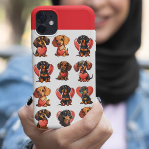 Dachshund and Red Heart Valentine Watercolor Case-Mate iPhone Case
