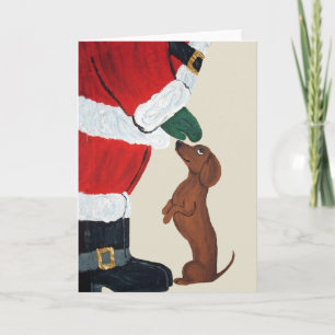 Dachshund And Santa Holiday Card