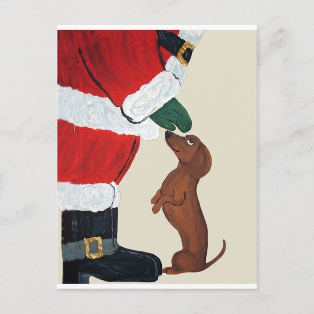 Dachshund And Santa Holiday Postcard (Front)