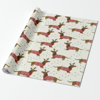Dachshund And Snowflakes Christmas Pattern Wrapping Paper