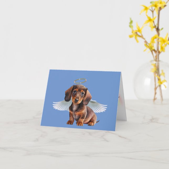 Dachshund Angel Loss of Pet Card (Yellow Flower)