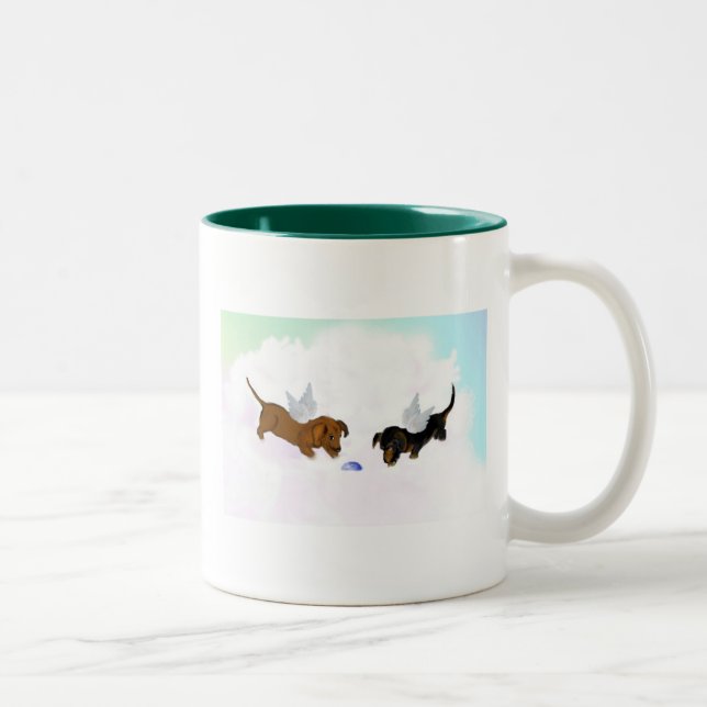 Dachshund Angels Two-Tone Coffee Mug (Right)