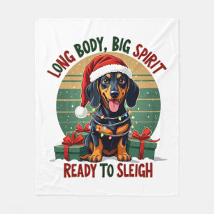 Dachshund Art Long Body and Big Spirit Fleece Blanket