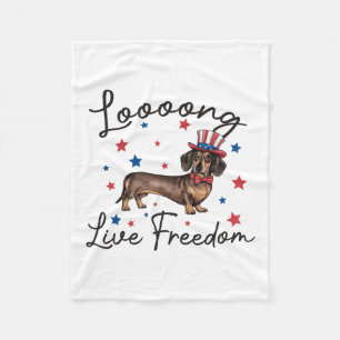 Dachshund Art Long Live Freedom Fleece Blanket