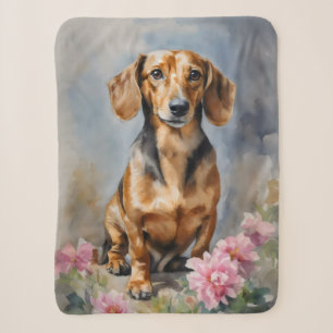 Dachshund Artsy Sherpa Blanket