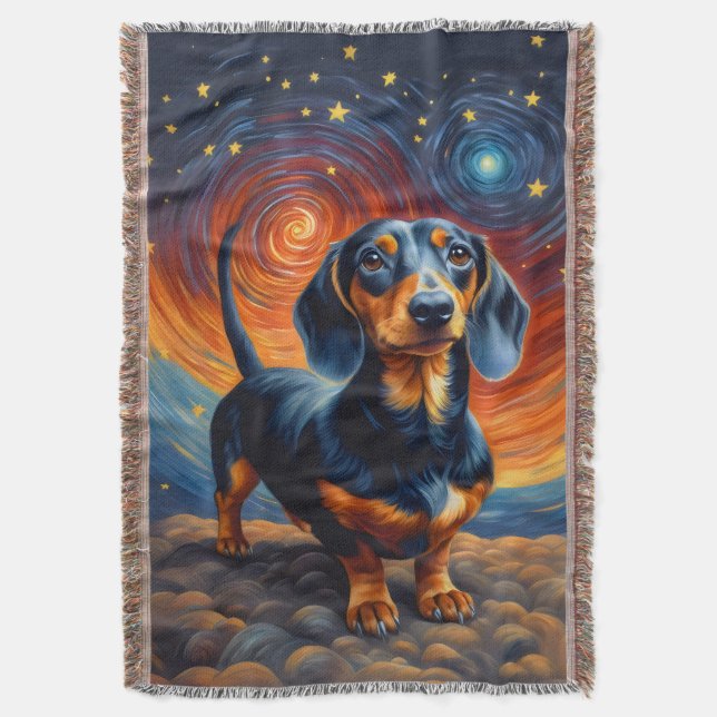 Dachshund Artsy Throw Blanket (Front Vertical)