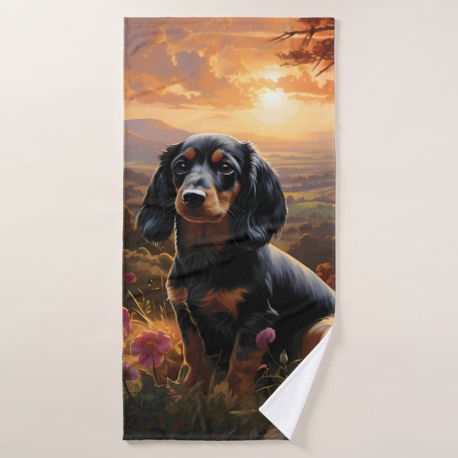 Dachshund At Dusk Bath Towel (Bath Towel)