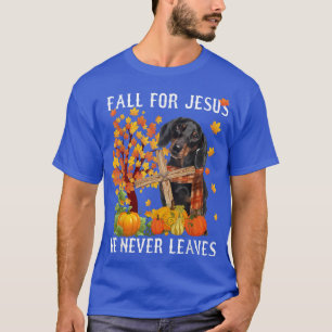 Dachshund Autumn Fall For Jesus He Never Leaves T-Shirt