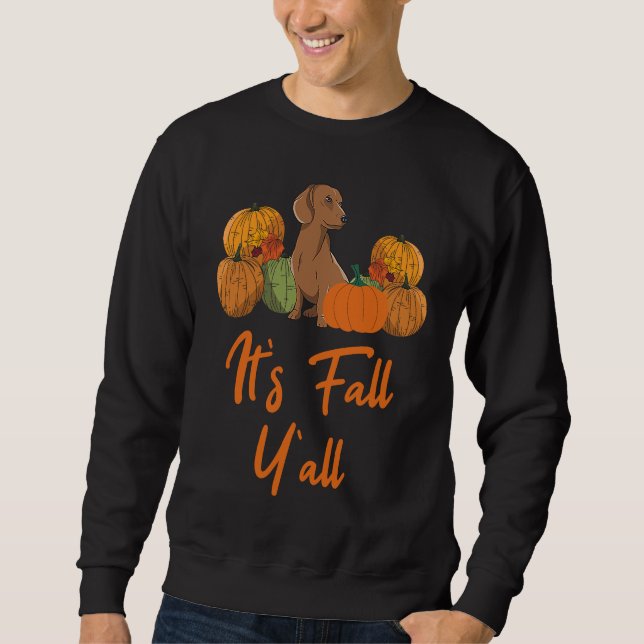 Dachshund Autumn Fall Season Leopard Pumpkin Dog Sweatshirt (Front)