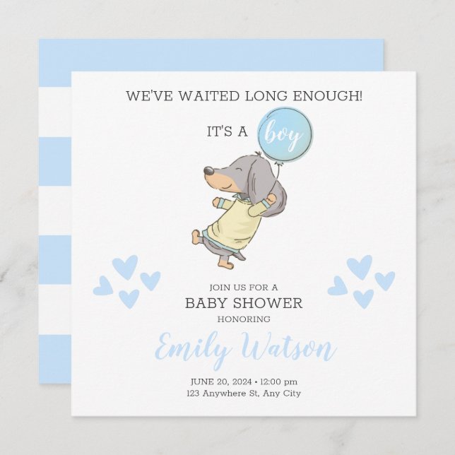 Dachshund Baby Shower Invitation (Front/Back)