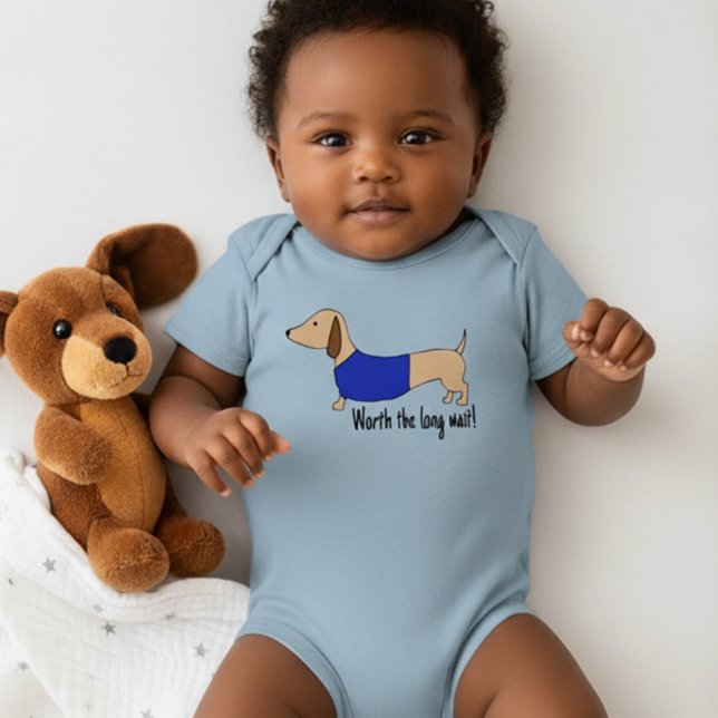 Dachshund Baby Worth the Long Wait Outfit Baby Bod Baby Bodysuit (Worth the long wait - dachshund baby outfit - baby shower gift)