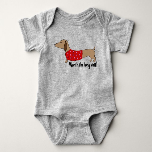 Dachshund Baby Worth the Long Wait Outfit Baby Bod Bodysuit (Front)